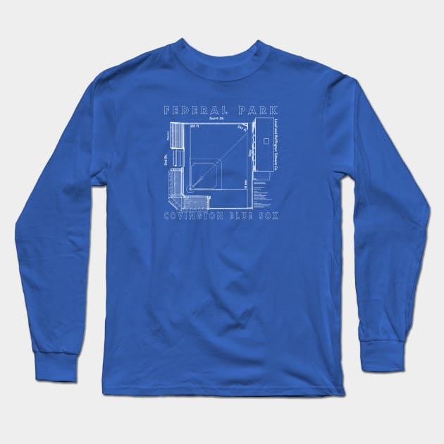 Covington Blue Sox - Federal Park blueprints Long Sleeve T-Shirt by CamMillerFilms